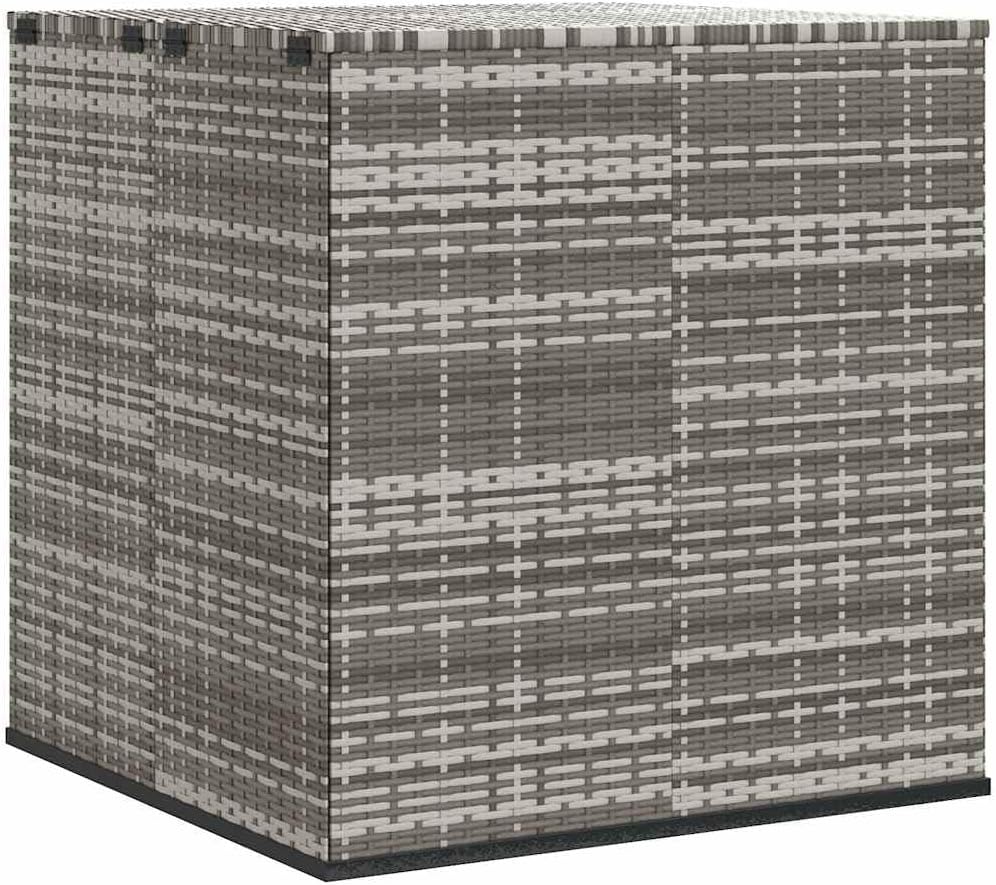 vidaXL Patio Cushion Box - Gray PE Rattan Garden Storage Box with Water- Inner Bag, Gas Lift Mechanism, Durable Steel Frame & Spacious Capacity