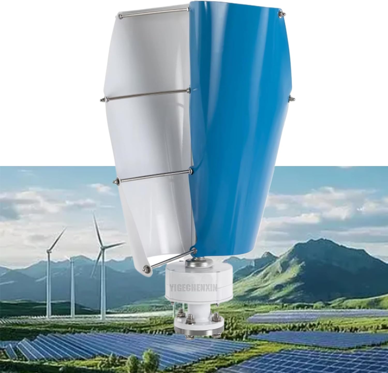 4000W Vertical Axis Wind Turbine, 220V 48V 24V 12V Wind Turbine, 2-Piece Aluminum Alloy Outdoor Emergency Generator with Controller Suitable for Outdoor Courtyard Lighting