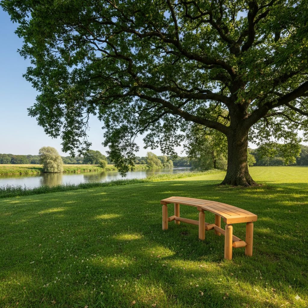 Outdoor Wooden Curved Backless Porch Bench Rustic Style Cedar/Fir Wood Log Fire Pit Bench for Patio Garden Deck and Backyard, 40