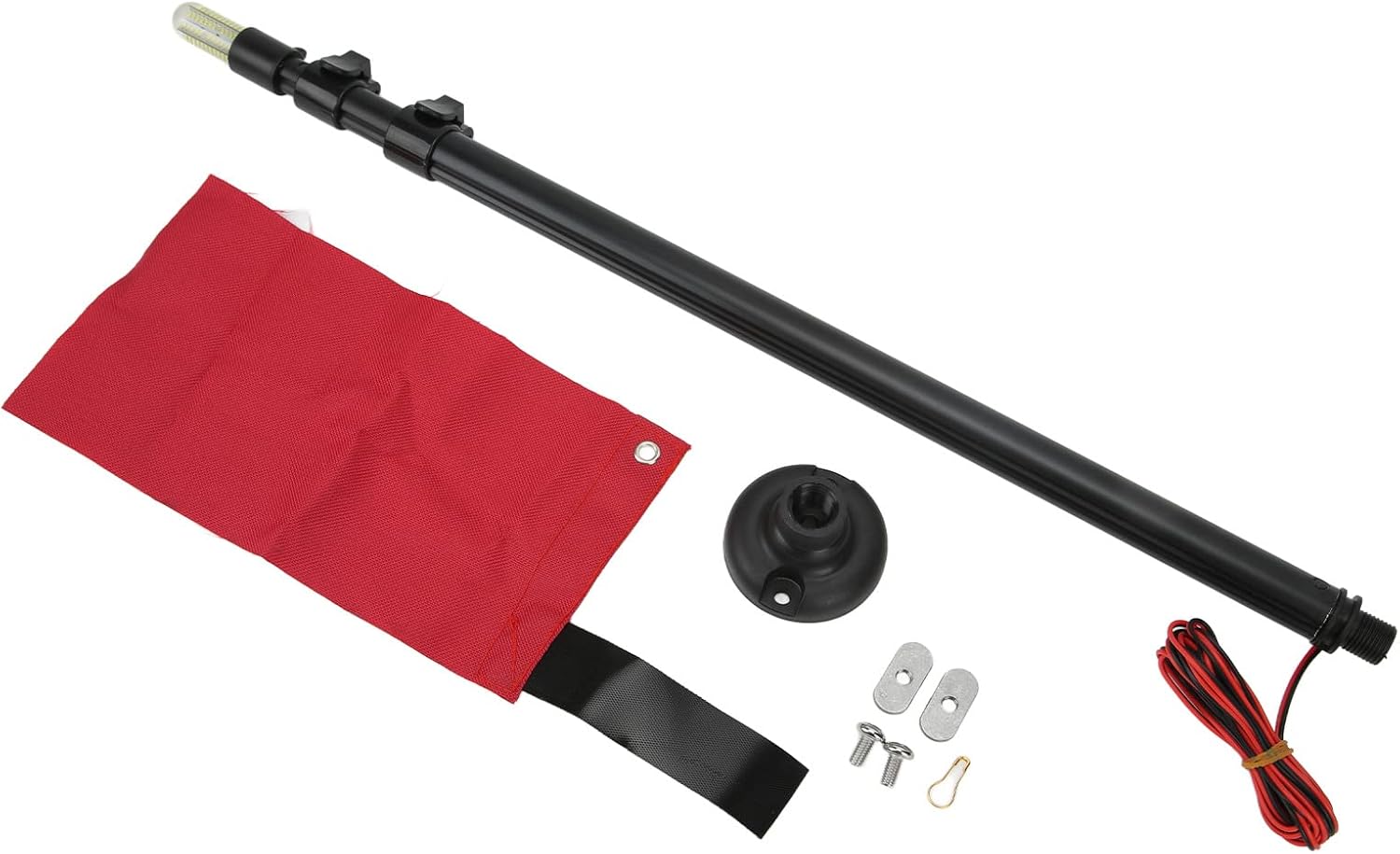 Kayak Flag with Light, Lightweight Safety Canoeing Flag Light Set, Nylon Aluminum Alloy 19W Retractable Fishing Kayak Accessories for Kayaking, Rowing and Other Sports