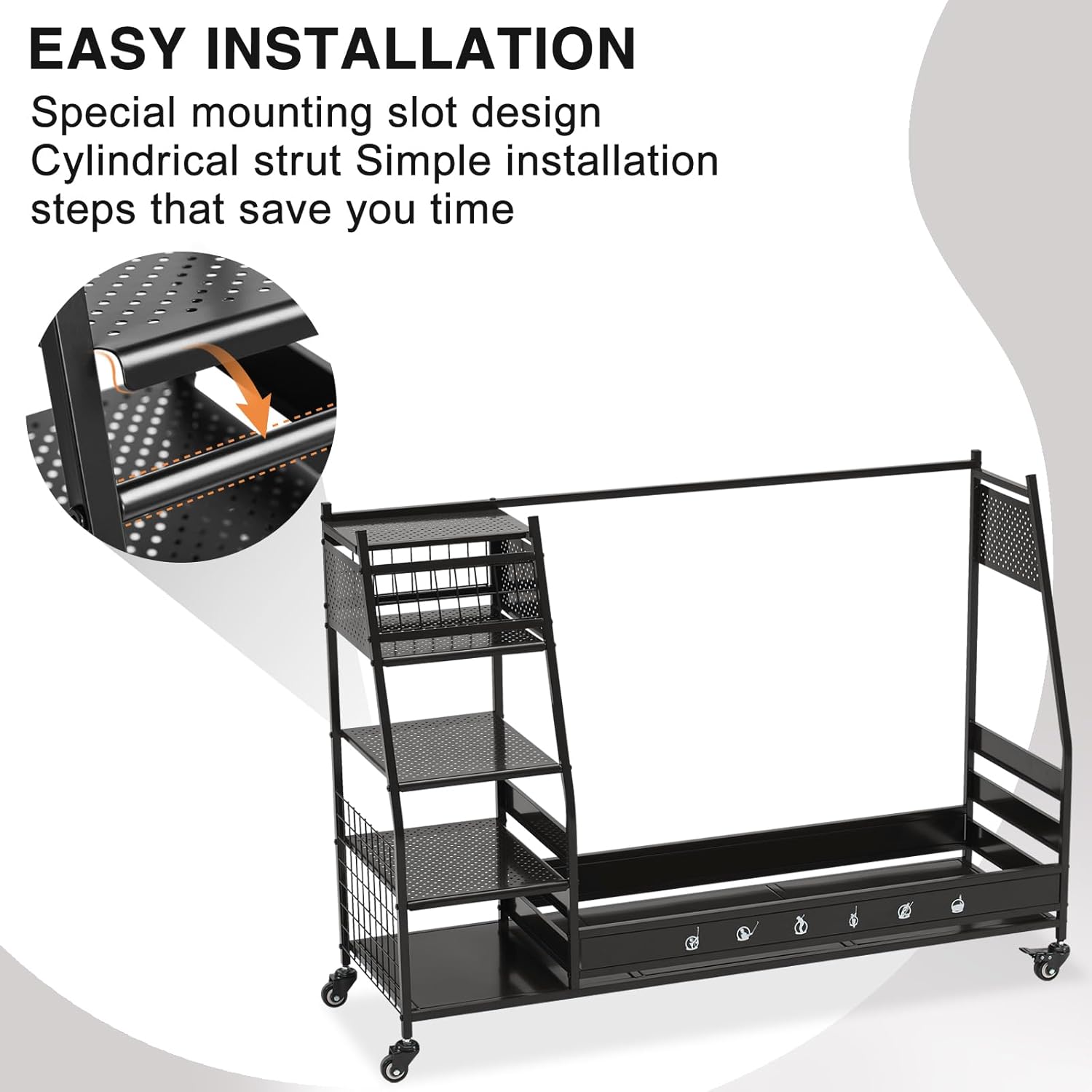 Lauren&Harold Golf Bag Organizer Garage Storage, Golf Storage Rack Stand Fits 2 Golf Bags, Golf Clubs and Other Golfing Equipment Accessories, Golf Organizer for Garage, Club, Shed, Basement