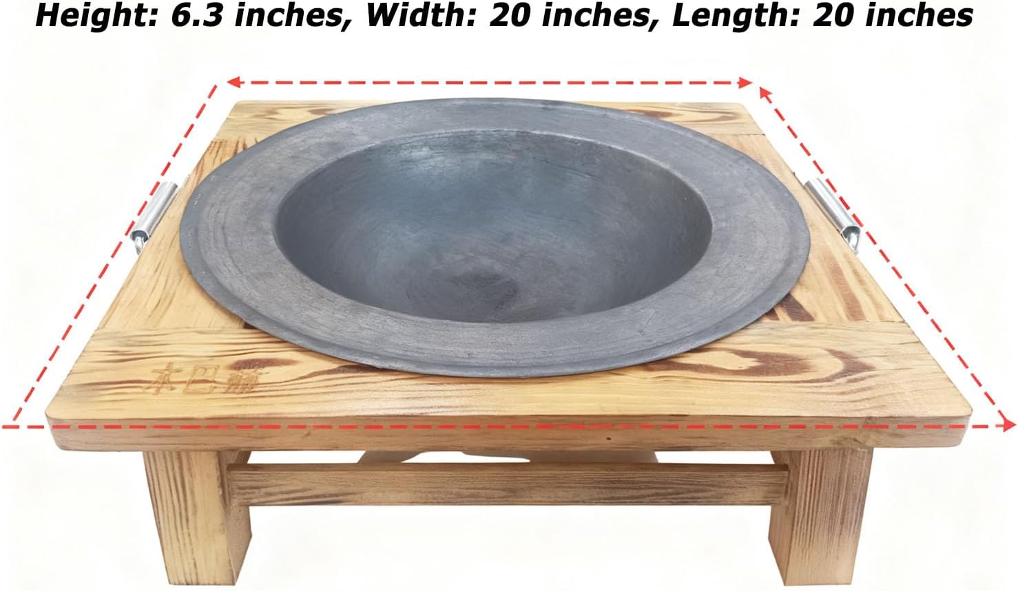 20 in Tabletop Fire Pit Tea Table - Wooden Fire Pit Table for Indoor/Outdoor Use, Portable Camping Fire Pit with Grill Grid for Tea Brewing & Food Warming &Bonfire and Picnic BBQ Grill