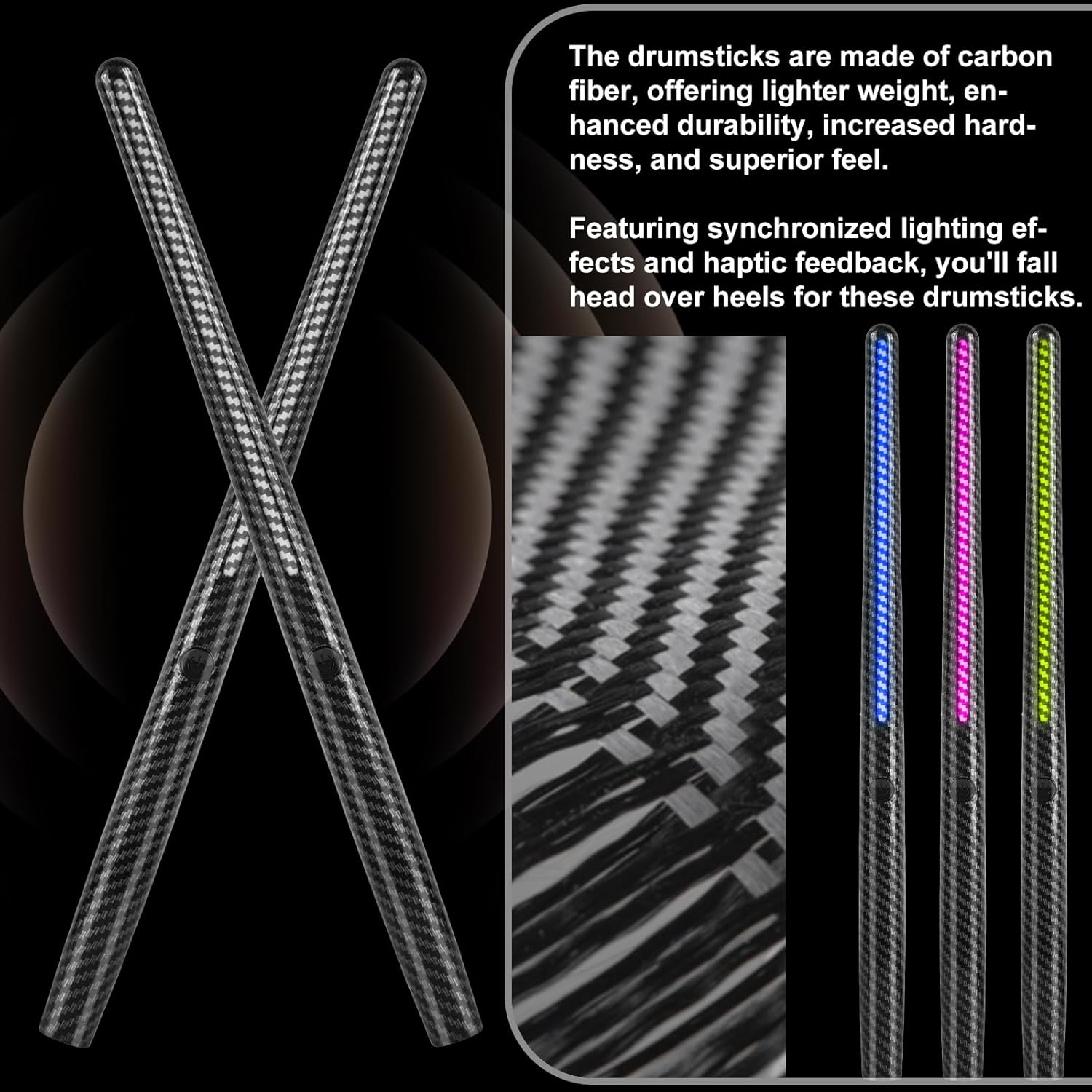 Virtual Air Drum Set, Electric Air Drum Sticks Kit, Carbon Fiber Drum Sticks & Pedals & Bluetooth Adapter Speaker, Electric Drum Set for Kids Beginners Adults