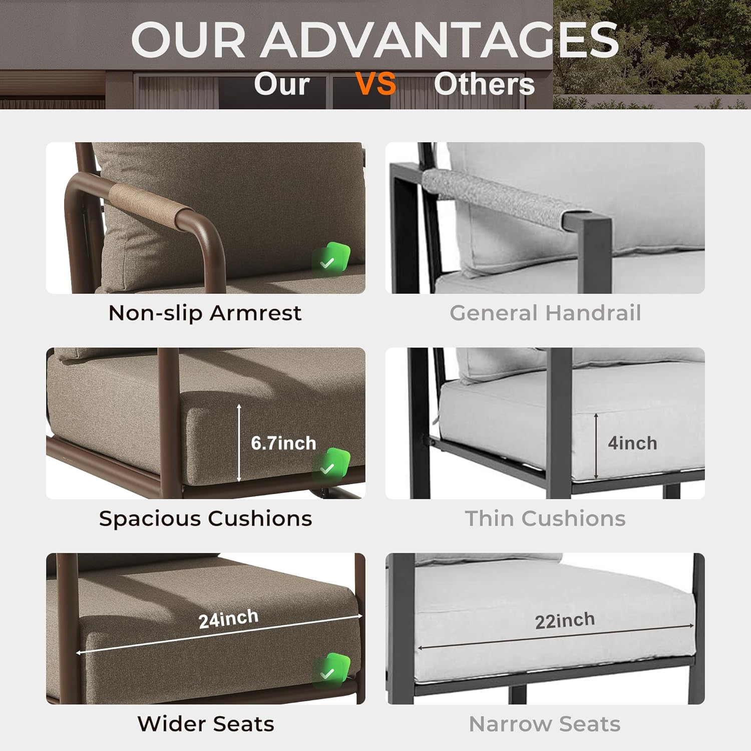 Outdoor Aluminum Patio Furniture Set, 5-Seats Patio Conversation Sofa Set with 2 Swivel Rocking Chairs and Oversized Fire Pit Table w/Glass Wind Guard, All Weather for Balcony, Garden-Brown