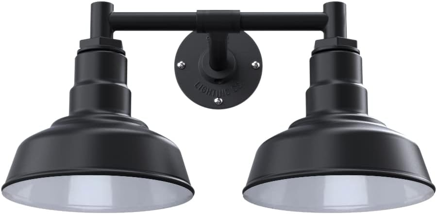 Steel Lighting Co. Lawndale Bathroom Vanity Light | Wall Mounted Fixture | Modern Farmhouse Style | 20.5 inch Straight Arm, Matte Black with White Interior