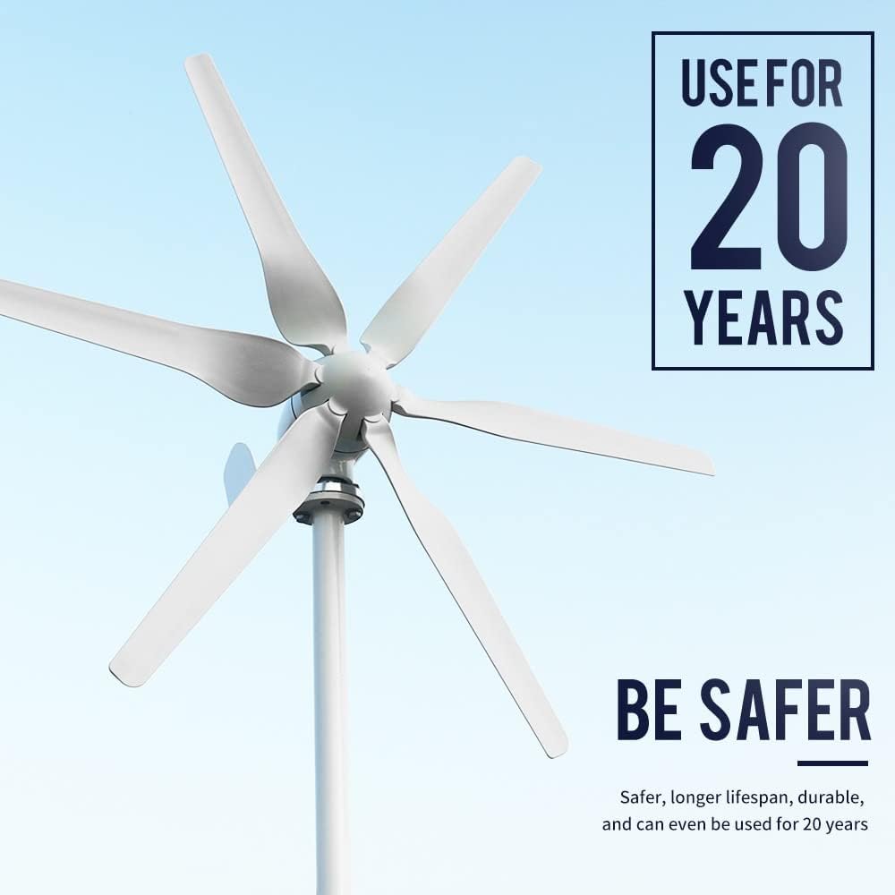 Wind Turbine Wind Turbine Generator 400w 600w 800w Free Energy Horizontal Windmill 3/5/6 Blades Wind Turbine Generator 12v 24v With Free Controller (Color : 6, Size : MPPT CONTROLLE_24V)