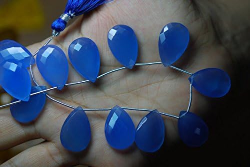 5 match pair - sky blue chalcedony faceted pear briolettes 16x25mm