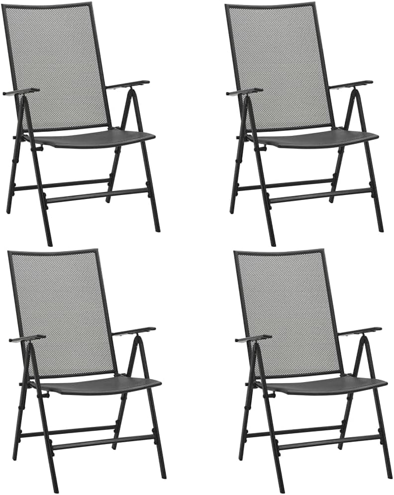 Folding Mesh Chairs 4 pcs Steel, Mesh Patio Chairs: Adjustable, WeatherResistant, Foldable Outdoor Furniture, Outdoor Chairs