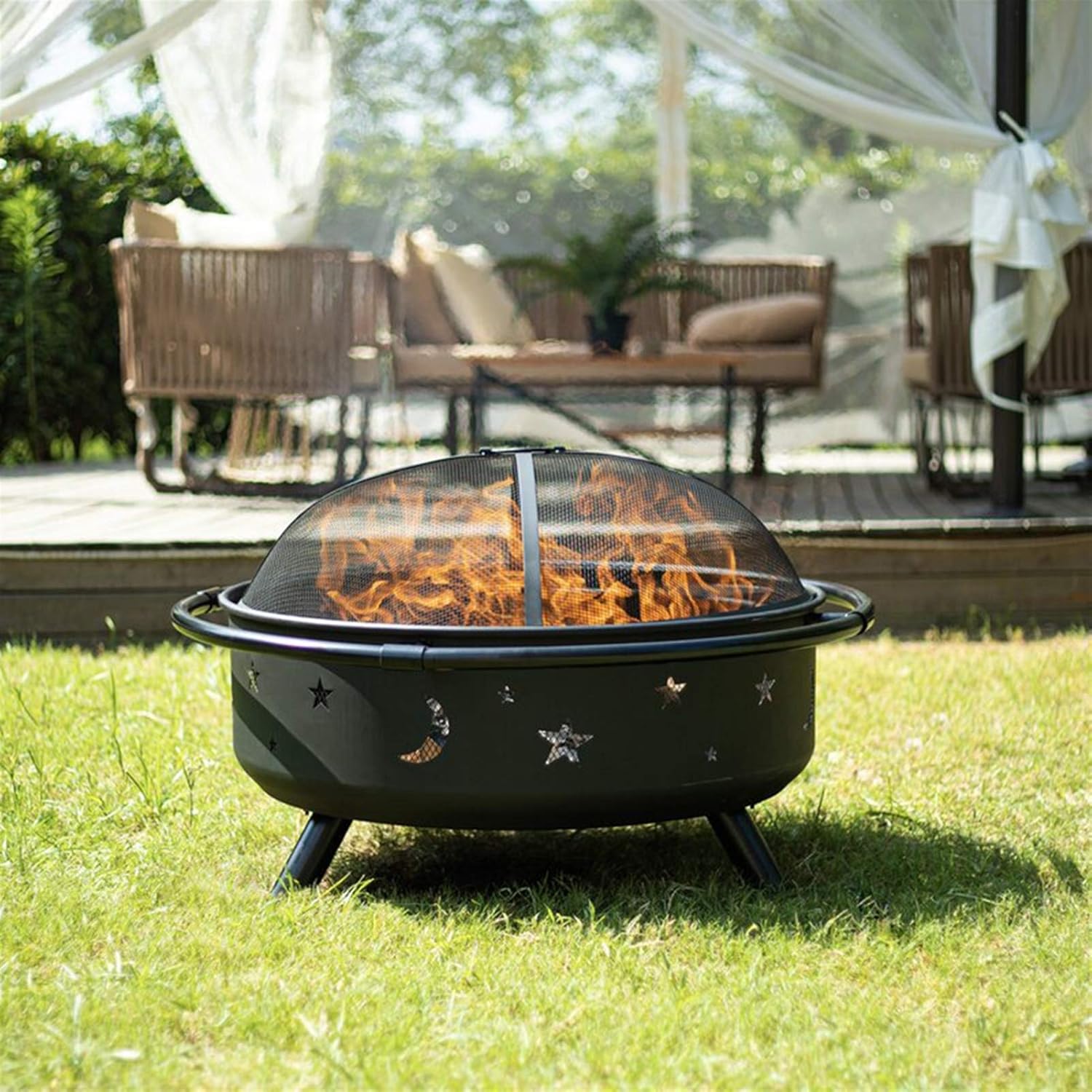 Fire Pits Outdoor Fire Pits Outdoor Wood Burning, Wrought Iron Firepit for Outside, for Backyard Terrace Patio