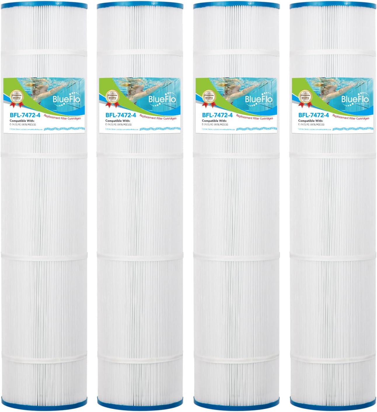 Pool Filter Cartridge Replace for Pentair CCP520, PCC130-PAK4, Clean and Clear Plus 520, Unicel C-7472, Pleatco PCC130, FC-1978, R173578, 178585, 817-0143, 4 Pack