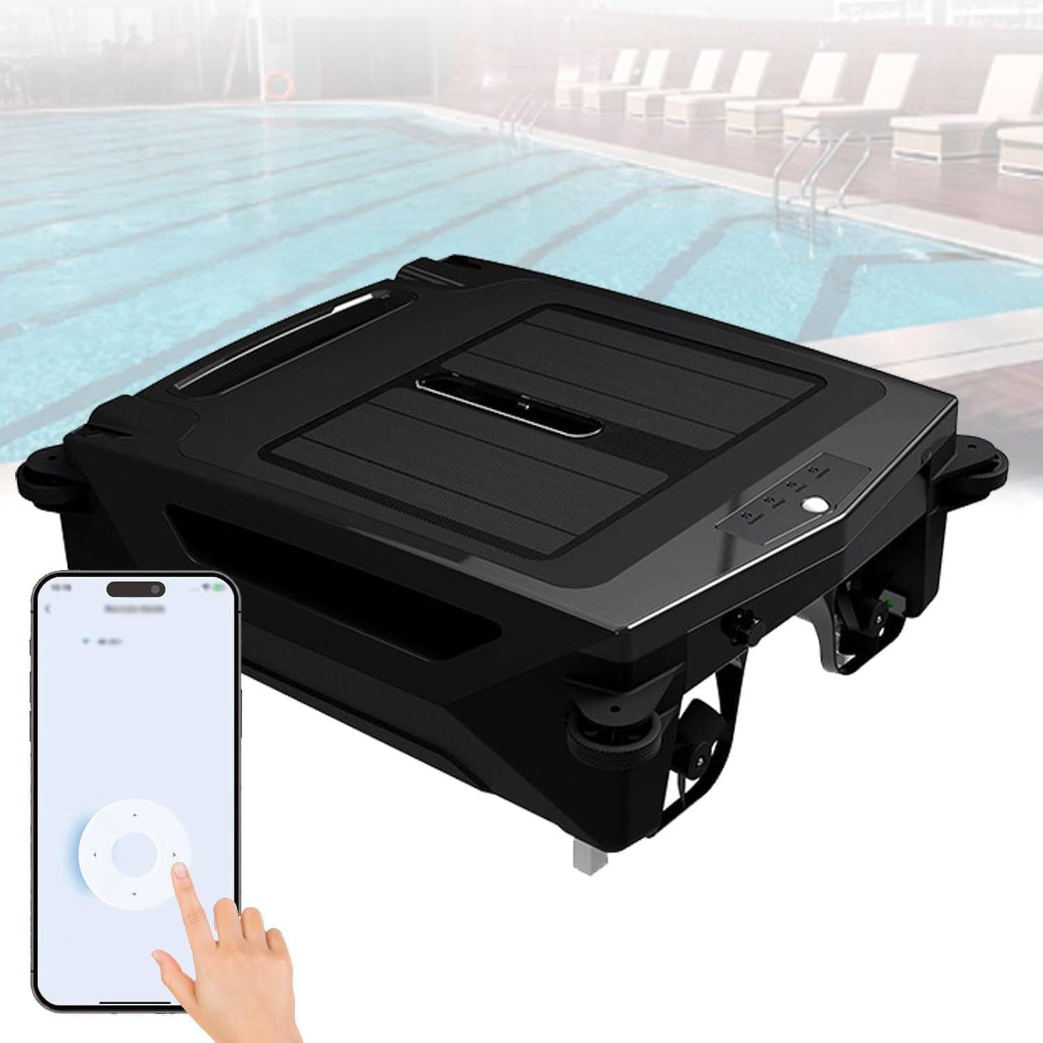 Solar Rechargeable Dual-Mode Pool Clening Robot, with Dual Charging Mode, with APP Support, Cleaning Pool Skimmer Vacuum Cleaner