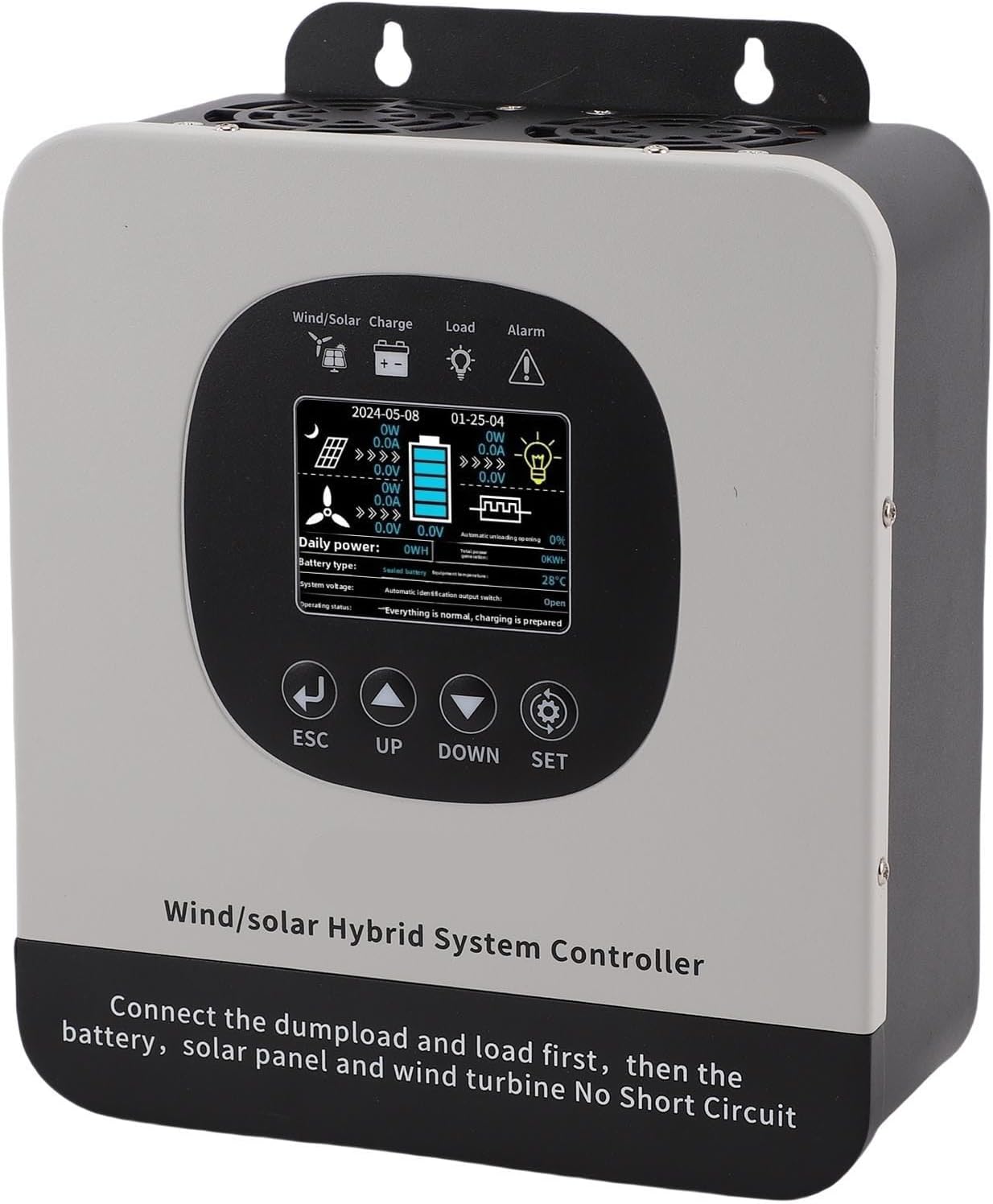 WALFRONT Wind Solar Hybrid Charge Controller, Metal Housing, Advanced MPPT Efficiency, 1200W Wind 800W Solar for Home and Boat