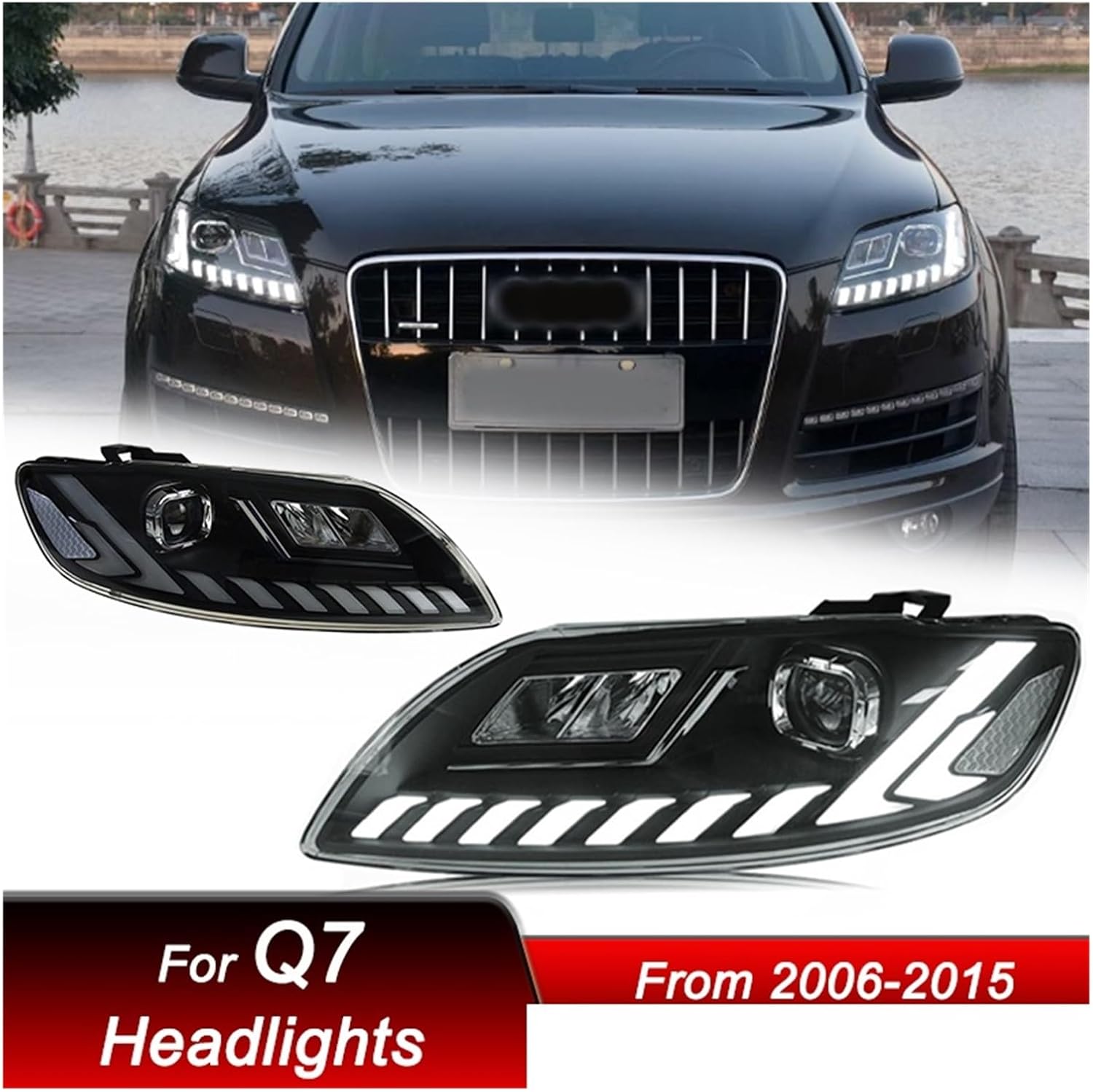 Hot Car Styling Headlights Compatible For Audi Q7 06-15 Style Full LED Assembly Upgrade Configure Projector Lens Accessories Kit(10-15 with AFS)