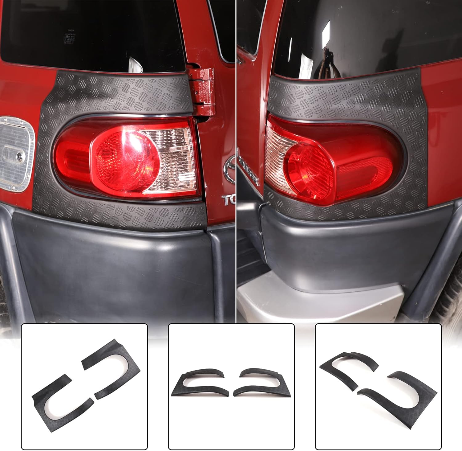Aunginsy Car Cowl Body Armor Outer Cover Side Corner Guards Fit Toyot@a FJ Cruiser 2007-2021 Tail Light Taillight Fog Taill Wrap Angle Guard Trim Accessories