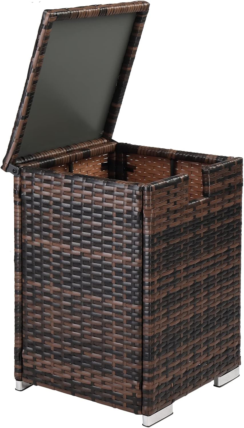 Propane Tank Table Cover, 20LB Propane Tank Storage Box, Iron Frame Propane Tank Holder Cover, Cover Hideaway Table for Gas Fire Pits Outdoor Side Table Ratten Gas Tank Table