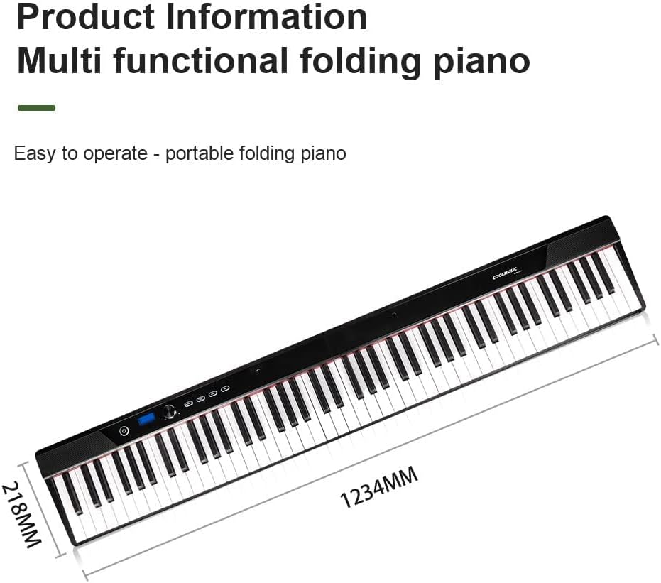 Coolmusic Portable Piano Keyboard Foldable: Portable Keyboard Piano 88 keys Semi-Weighted keyboard Electric Folding Piano Kit