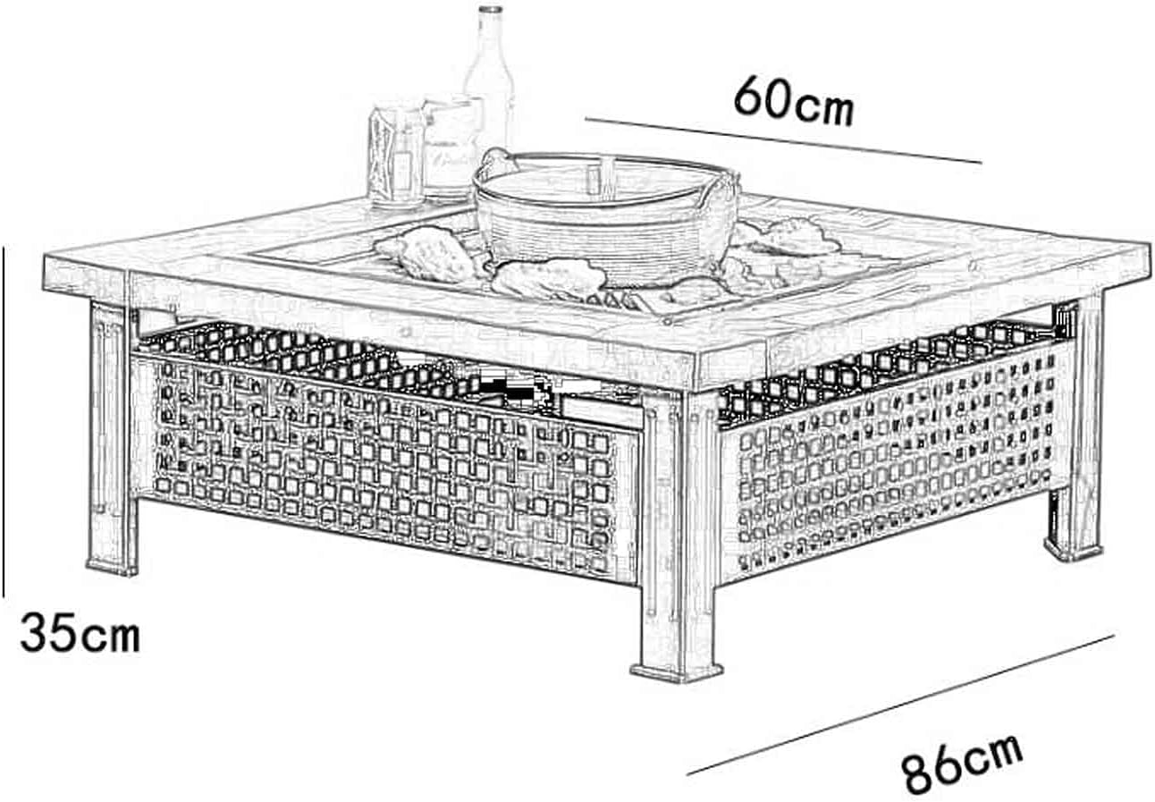 Fire Pits Outdoor Wood Burning Fire Pit Tables, Large Bonfire Wood Burning Patio, Heat-Resistant, Magnesium Oxide Tabletop with Rich Accessories with Cover BBQ Cooking for Outside Camping