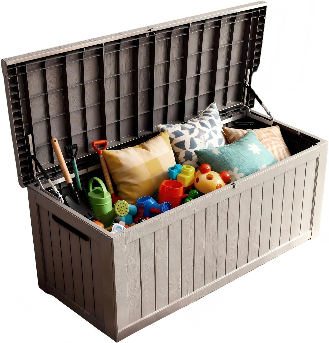 230 Gal Outdoor Storage Box Deck Box - Waterproof Resin Patio Furniture, All-Weather Garden Storage Bench for Cushions, Pool Accessories & Yard Tools