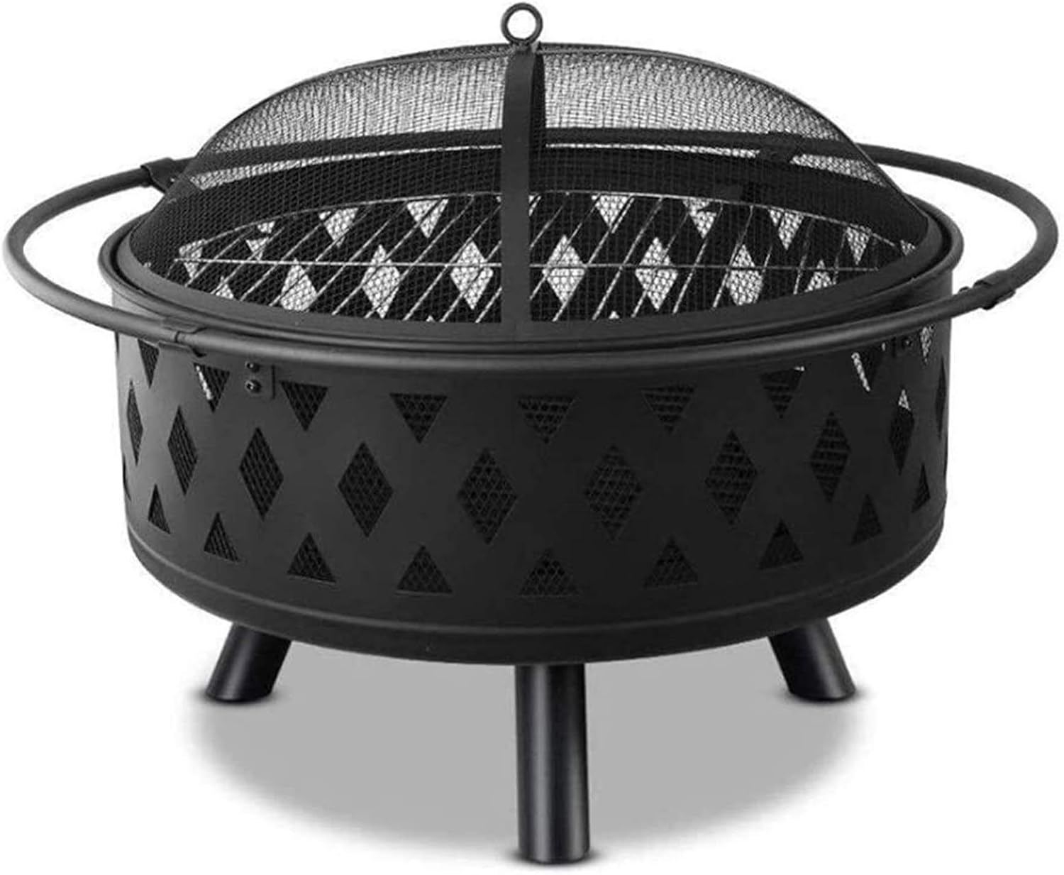Fire Pits Outdoor Wood Burning Fire Bowl with Handles,Removable Metal Fire Basket with Fire Fork, Patio Garden Multifunctional Fire Pit for Heating/BBQ with Cover BBQ Cooking for Outside Camping