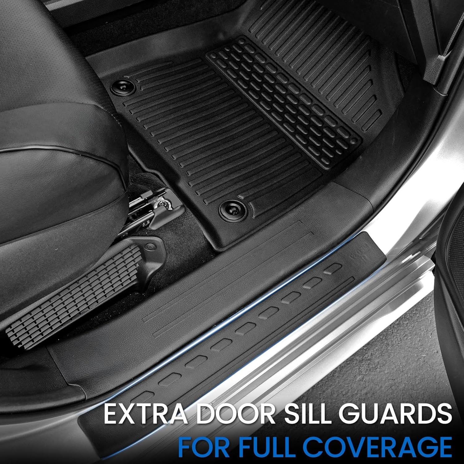 Floor Mats Set for 2021-2025 2026 Toyota Sienna (Only for 7 Seats), All Weather TPE Backrest Mat Trunk Lower Well Mat Cargo Liner Door Sill Guards Accessories (7 Seats Full Mats Set)