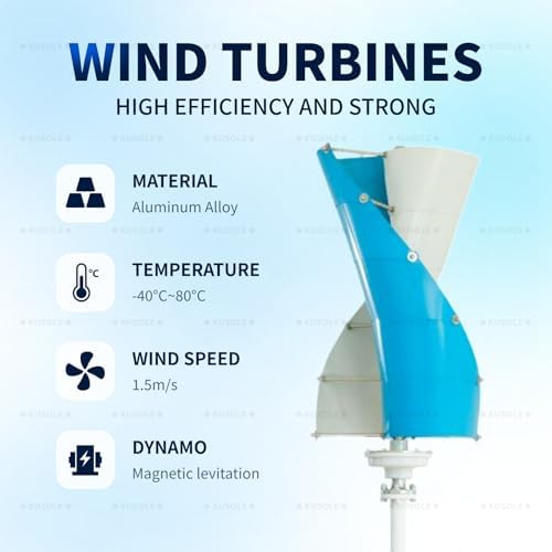 5000W 12V Vertical Wind Turbine Generator Kit with Controller, Auto Adjustment, Rated Wind Speed 1m/s, Ideal for Home, Boat, Gazebo - Renewable Energy Solution