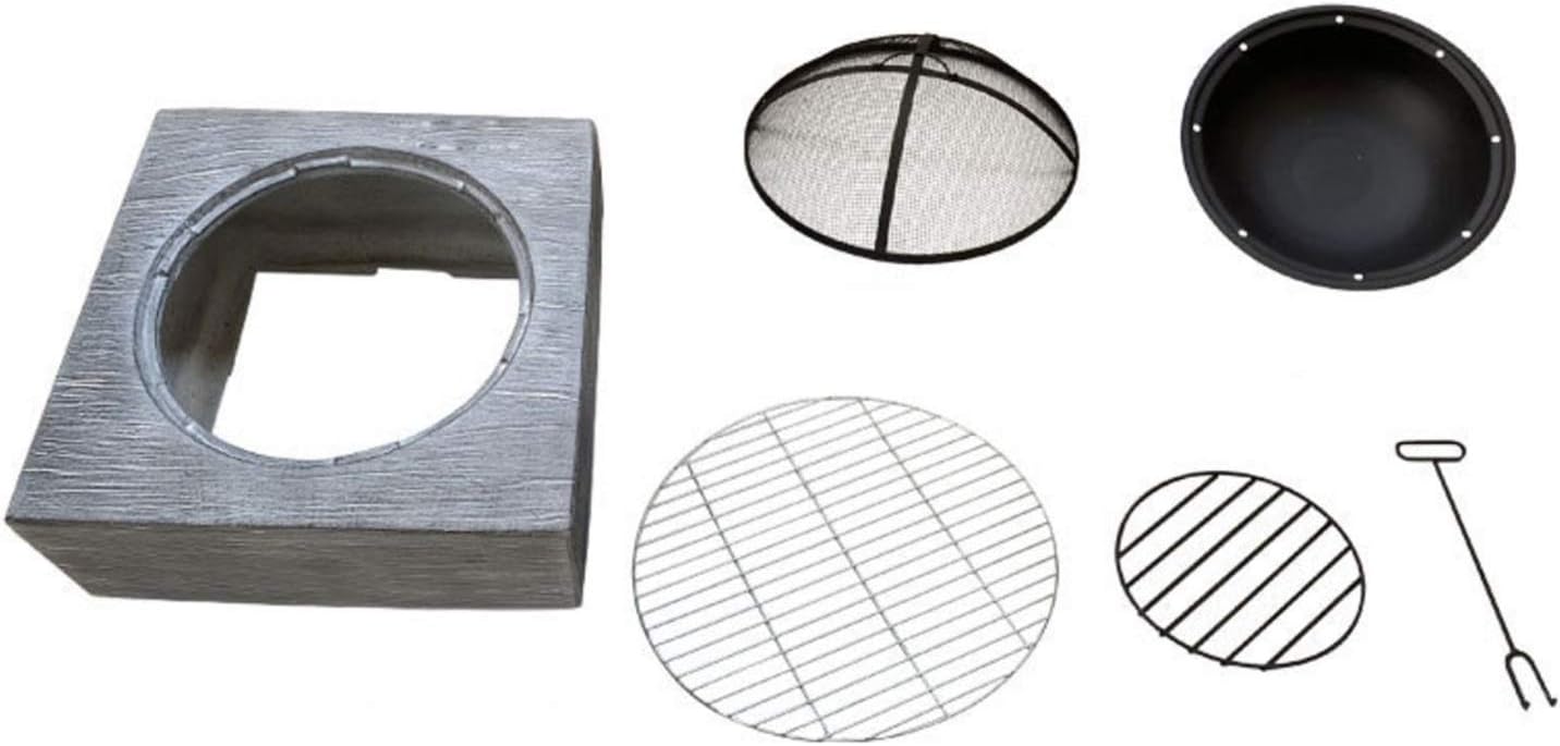 Large Retro Fire Pit,Gray Cast Iron Brazier Heater,Multifunctional Camping Bowl BBQ,for Backyard,Camping,Picnic,Bonfire,Garden