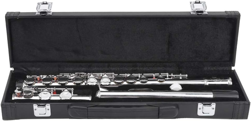 Silver Flute Sterling Flute with Case Professional Test Playing Musical Instruments Comfortable Keys for Music Education