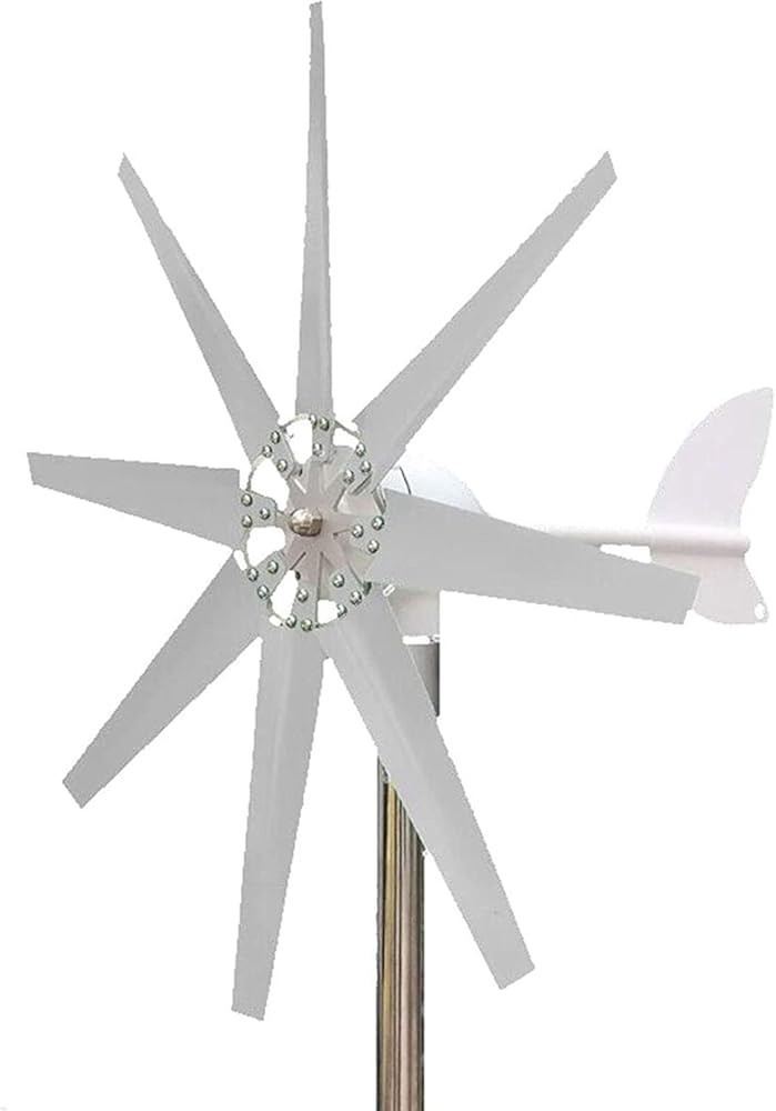 LiuSj JUnSt Noiseless with MPPT Controller Vertical Turbine Generator,1000W 12V 24V 48V White 8 Blades Wind Turbine for Home Hybrids Streetlight Use