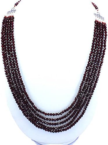 natural faceted red garnet 4 mm round beads 24'' neck