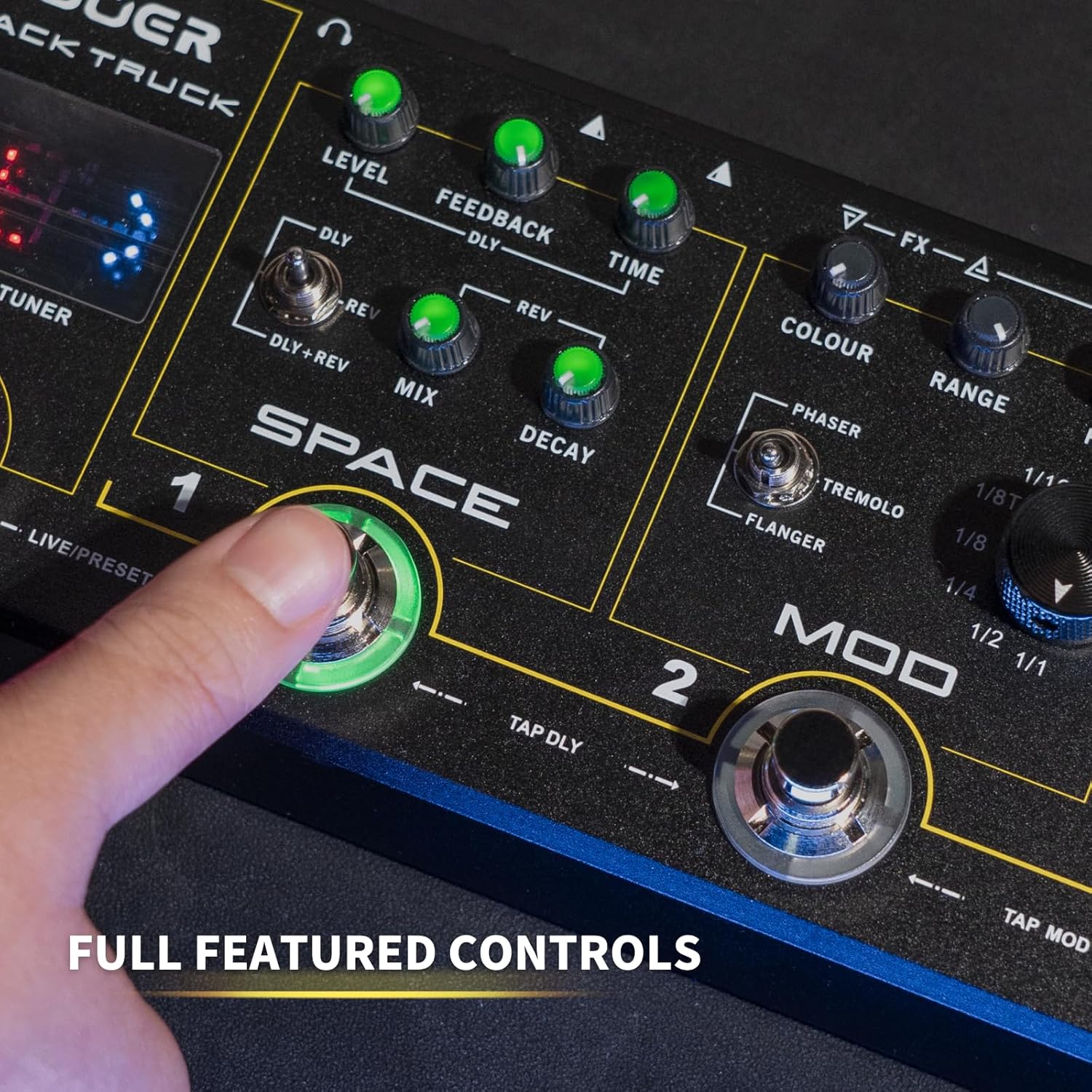 MOOER Black Truck Guitar Combined Effects Pedal for Metal with Compressor, Overdrive, Distortion, EQ, modulation, Delay, Reverb