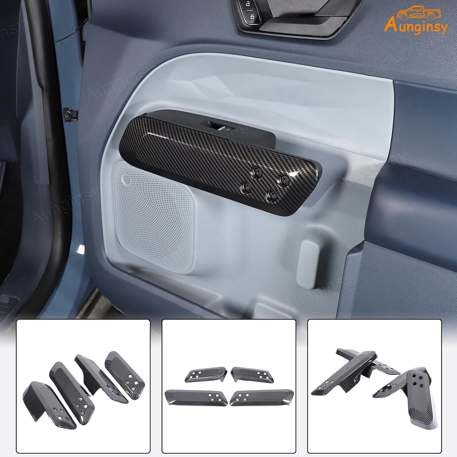 Aunginsy Inner Door Handle Panel Trim Cover Compatible with Ford Maverick 2022-2025 Pickup Front Rear Door Look Interior Door Armrest Handle Panel Protection Cover Decorative Sticker ABS Accessories
