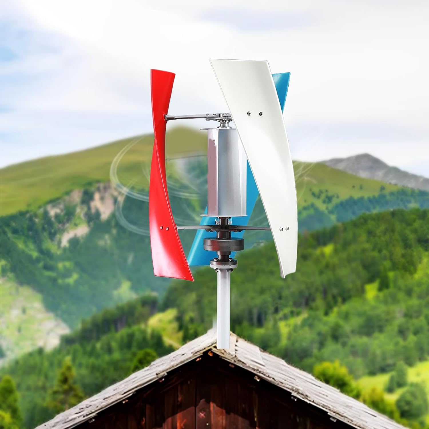 3000W-6000W Vertical Axis Wind Turbine with Wind Controller Auto Adjust Windward Direction for Marine/Household(220V 12V 24V 48V,White)