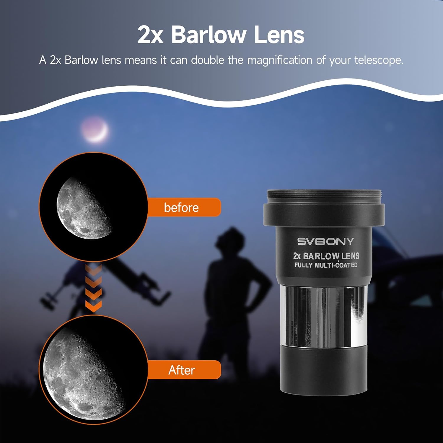 SVBONY SV233 12 Piece Telescope Accessory Kit 3.2mm Ultra-Wide Angle Planetary Eyepiece, SPL25/32mm Eyepieces 7-21mm Zoom Eyepiece, 2X Barlow Lens, LRGB Filters Moon Filter Variable Polarizer Filter