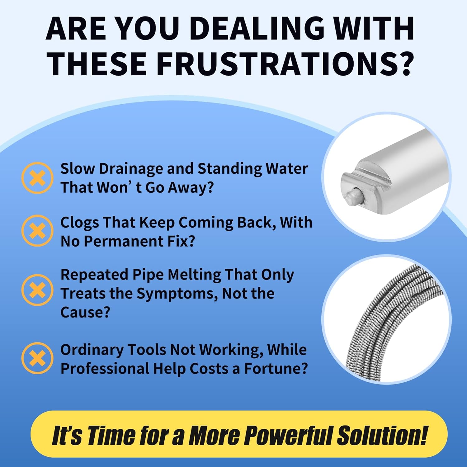 Upgraded 87597 1/2-Inch x 75-Feet C-45IW Solid Core Cable, Compatible with RIDGID K-3800, K-400 & More, Inner Core Cable for Home Drain, Drain Cleaning Equipment, Steel Pipe Snake for Drain Cleaning