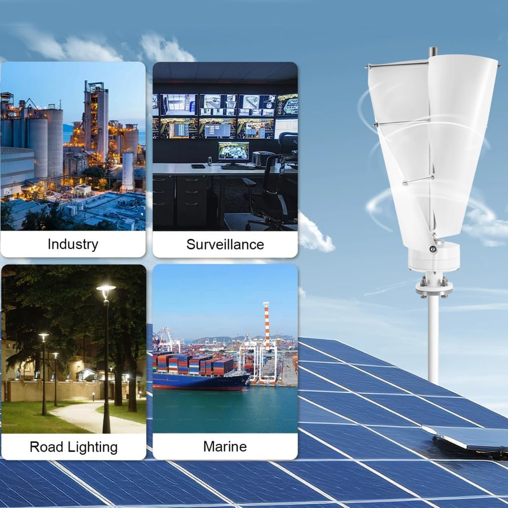 16000W 110V/220V Vertical Axis Wind Turbine,Quiet 2 Leaves Small Household Windmill for Boats, Terraces, Cabins, Home,Industrial Energy