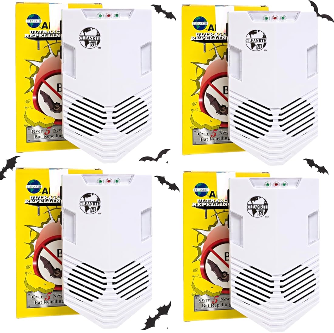 Bat Repellent Devices Multipack – Cleanrth CB006 Advanced Ultrasonic Bat Repelling System (4-Pack)