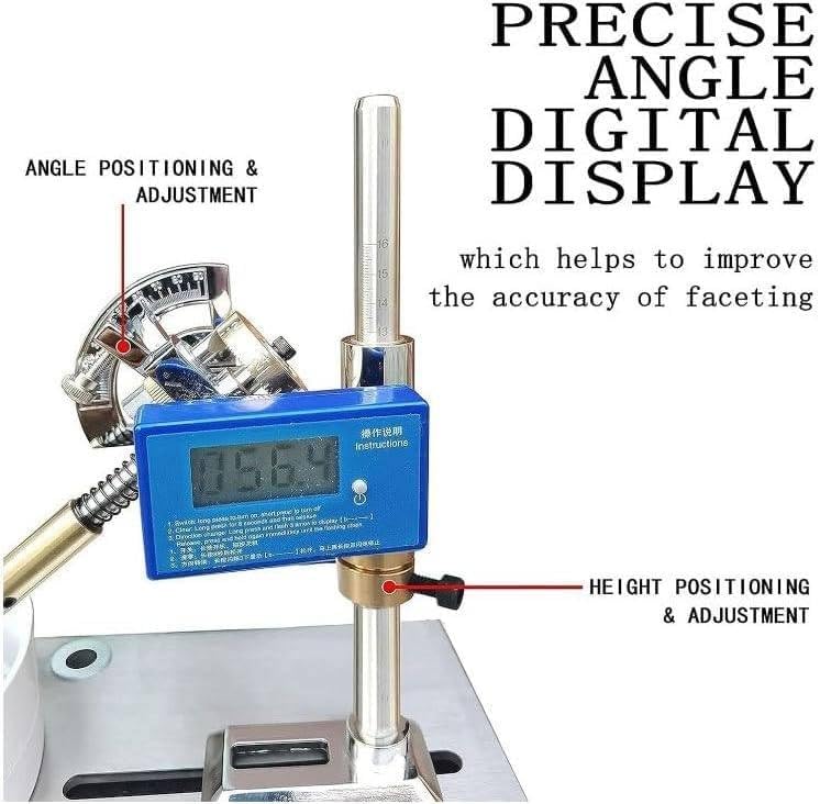 2800rpm Adjustable Stainless Steel Gemstone Faceting Machine, Desktop Gem Grinder, 180w Jewelry Polisher with Digital Display Manipulator, For Knives, Seals, Jewelry, Glass, Gemstones