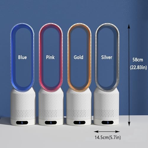 Floor Fans for Bedroom, Standing Bladeless Fan with Remote, Tower Fan Air Circulator with Remote, Low Noise Bladeless Fan for Home, Bedroom, Office; 8-Speeds, Wide-Angle Swing, Can Be Timed(Pink)