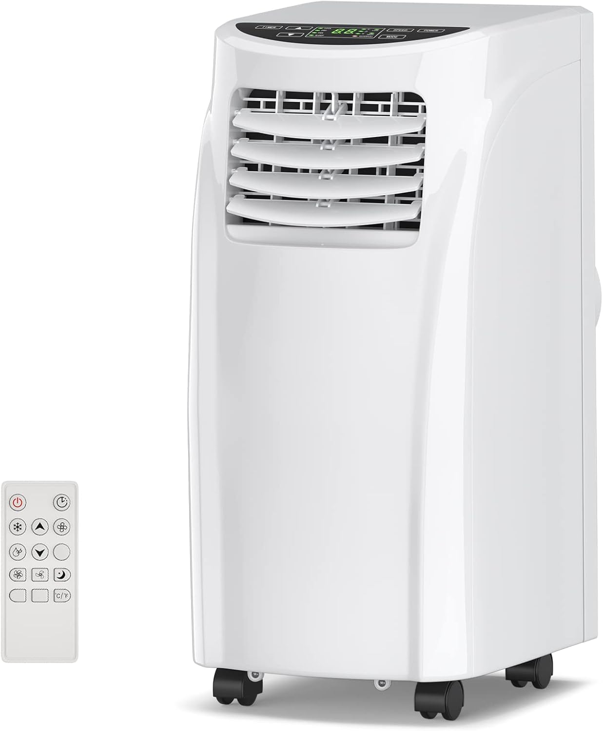 COSTWAY Portable Air Conditioners, 8000 BTU Air Conditioner Unit spaces up to 230 Sq.Ft with Remote Control Dehumidifier Function Window Wall Mount, 4 Caster Wheel, Sleep Mode and 2 Fan Speed