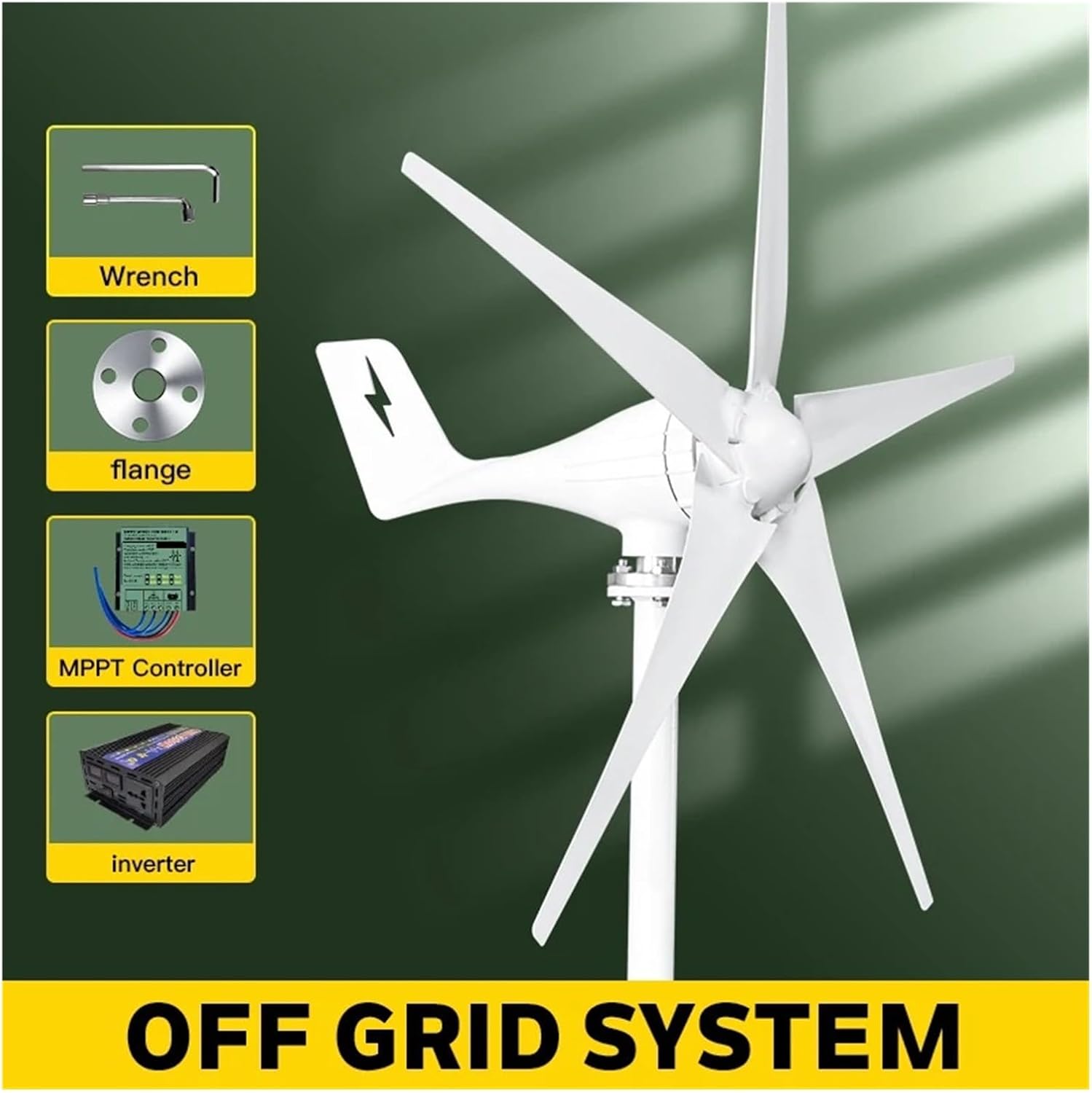 3000W Wind Turbine Generator Kit, Horizontal Wind Turbine Generator 12V 24V 48V Powerful Dynamo with MPPT Off Grid System Homeuse Windmill Low Starting Speed for Home(Off Grid System,12V)