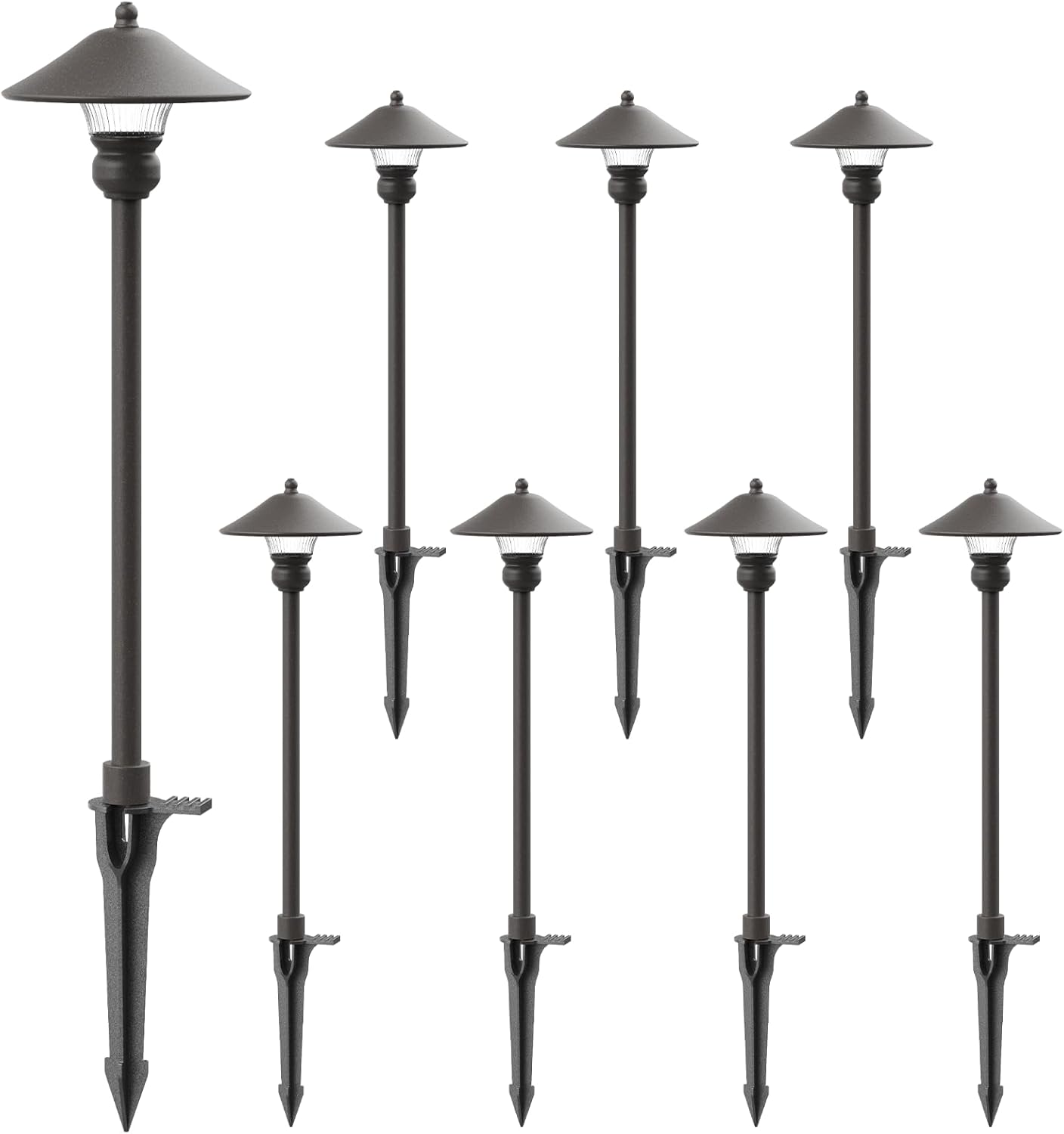 GOODSMANN Low Voltage Path Lights 8PK Landscape Lighting Pathway Lights Wired 3W LED Outdoor Walkway Lights 150 Lumen 3000K Warm White with Cable Connectors