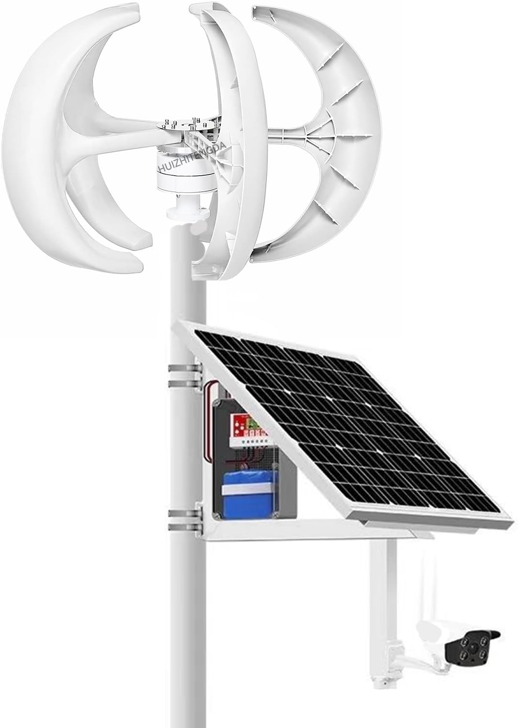 12V/24V/48V Wind Turbine Generator Kit, 8000W 5 Blades Lantern Vertical Axis Wind Turbine Generator with Controller(White)