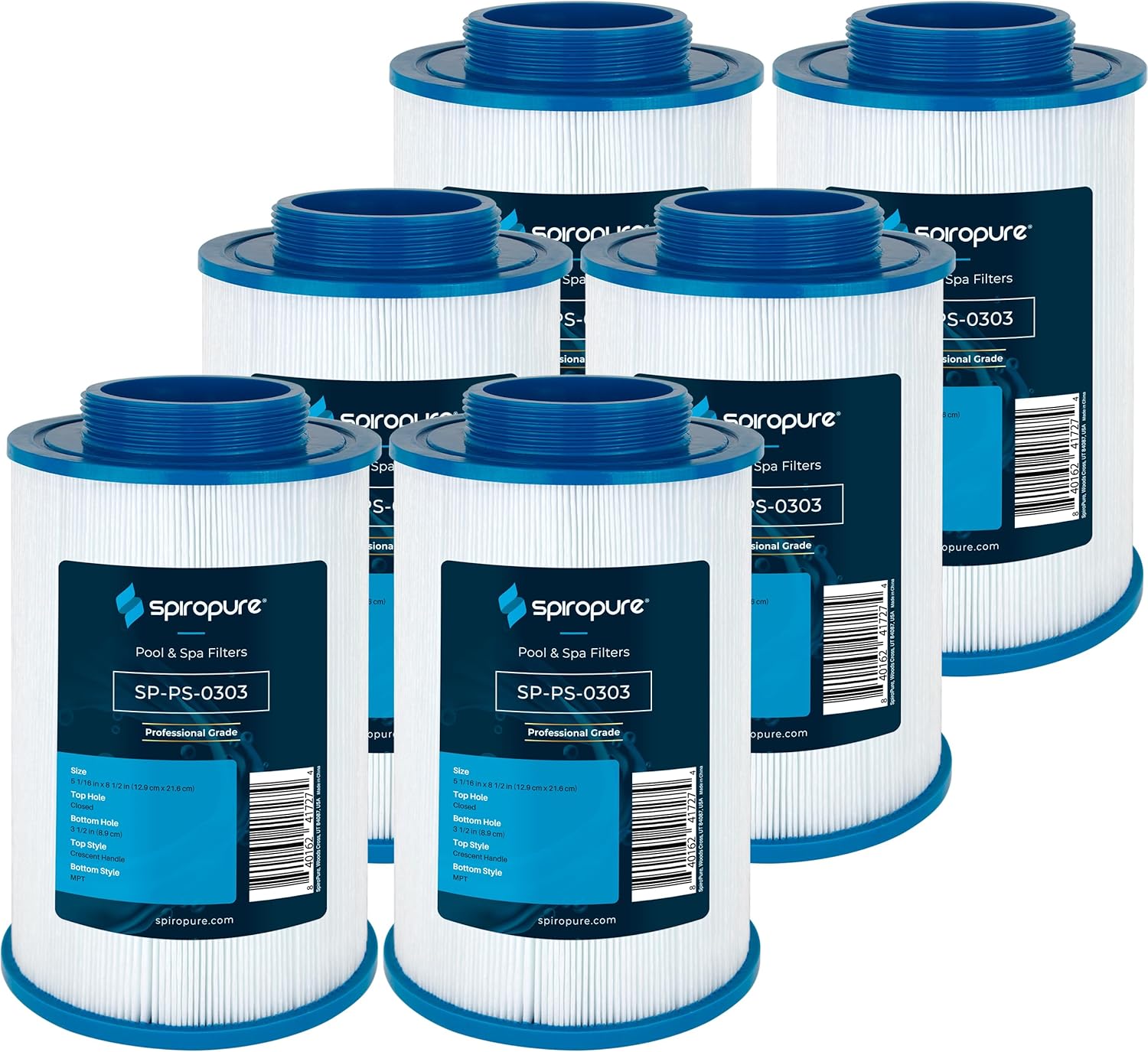 SpiroPure Replacement for Unicel 5CH-203 Pleatco PLAS35 Filbur FC-0303 Hot Tub Spa Pool Filter Replacement Cartridge (Case of 6)