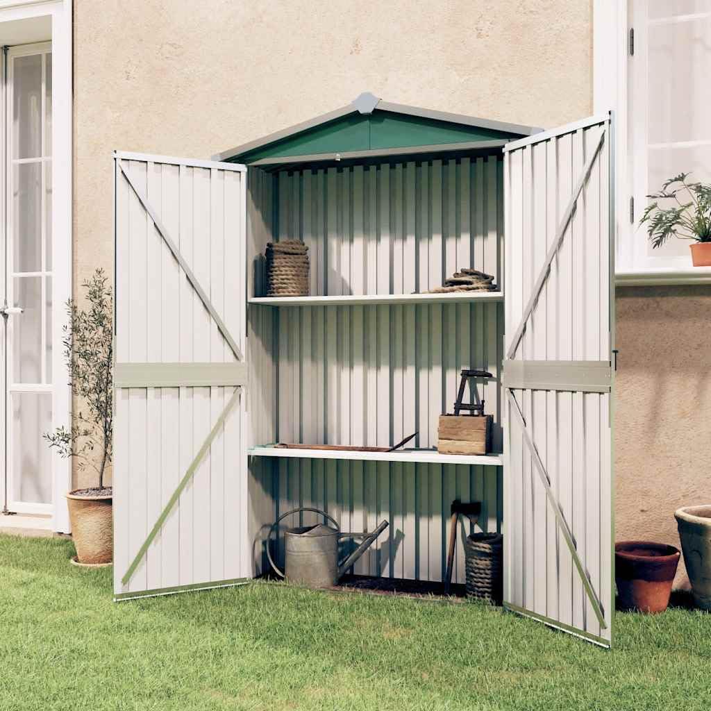 Green Galvanized Steel Garden Storage Shed, 45.7x42.3x68.9 in Outdoor Utility Tool House for Lawn Mower, Durable Weather-Resistant Bike Storage Solution