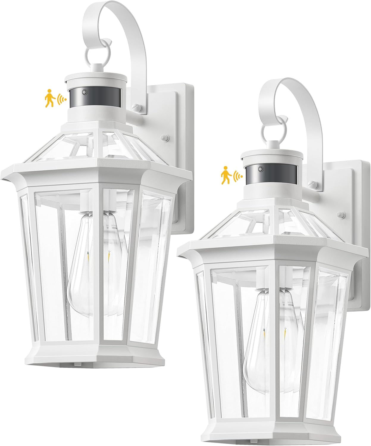 VIANIS Motion Sensor Exterior Light Fixture, Dusk to Dawn Outdoor Wall Lighting, 2 Pcs White Modern Front Porch Light for House, 100% Anti-Rust Aluminum Outside Wall Sconce for Garage, Entryway