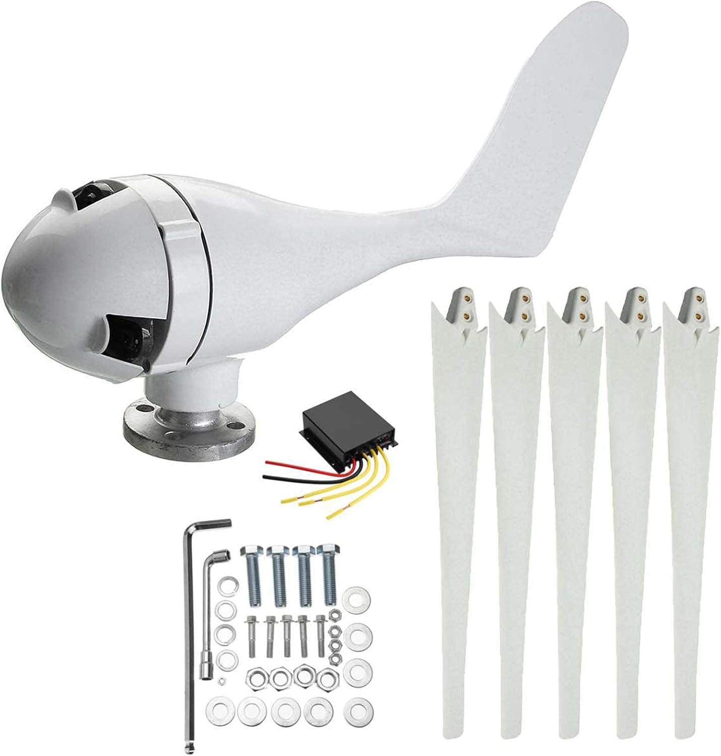 Wind Turbine Generator Windmill Set,800W 12V/24V 5 Blade with Wind Controller Turbine Generator Kit for Boats Terraces Cabins Or Home