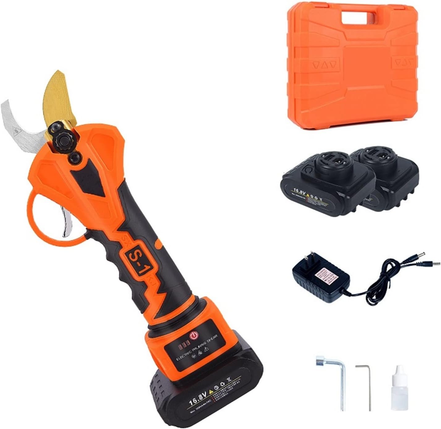 Electric Pruning Shears, 21V 16.8V Cordless Pruner Lithium-ion Pruning Shear Efficient Scissors Bonsai Electric Tree Branches Garden Tools S-1 25mm 32mm