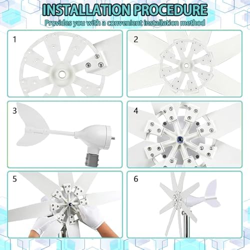 16000W Wind Turbine Kit - 8 Blades, 12V/24V/48V Off-Grid Power Generator for Boat, Caravan, Motorhome, Lighting, Shed, Log Cabin - Efficient Solar Wind Power Solution