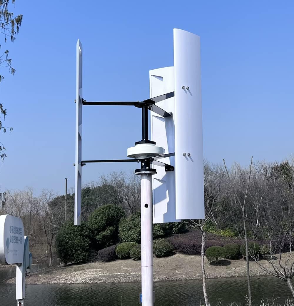 800W 12V Wind Turbine Generator VAWT 3 Blades Vertical Axis Wind Turbine Kit 2m/s Low Wind Speed Starting Wind Power Generator with MPPT Charge Controller for Off Grid System to Charge Battery