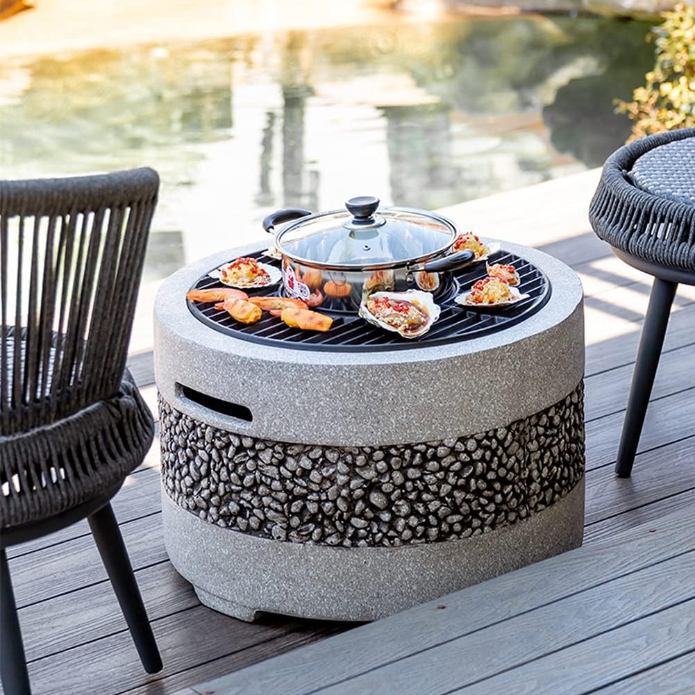 Outdoor Household Charcoal Carbon Stove, Desktop Fire Pit Bowl Bonfire Stove Courtyard Brazier Heating Stove Round Table Grill Garden Grill,A